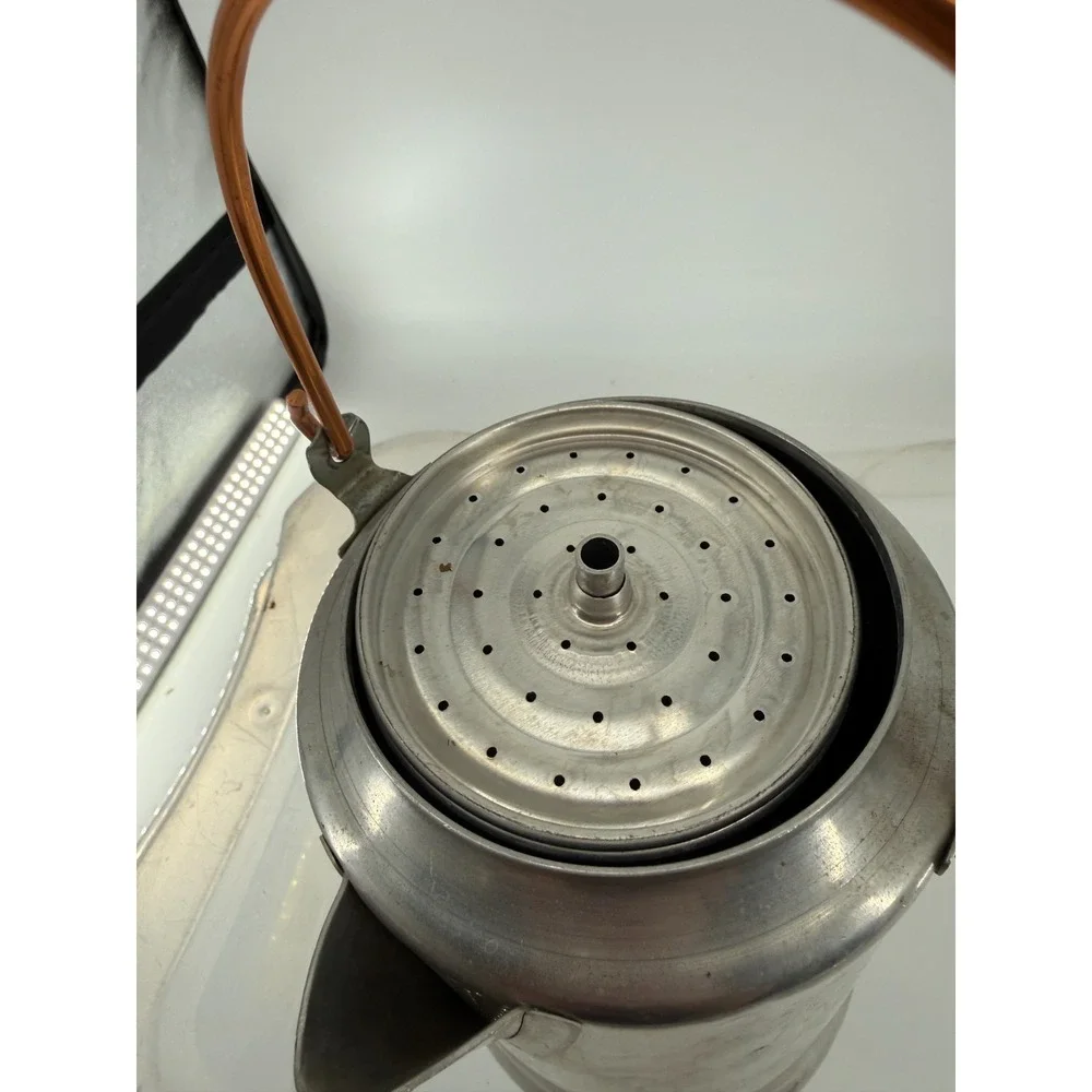 Vtg Comet 9 Cup Coffee Pot Percolator Bail Handle Stove Top Aluminum Campfire